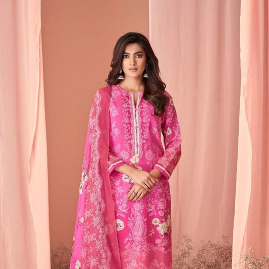 Ethnic Wear Pink Cotton Salwar Suit Set pink